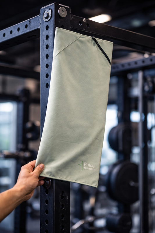 Pulse Moment - Serviette de sport 2 en 1 avec pochette zippée et fixation par aimant