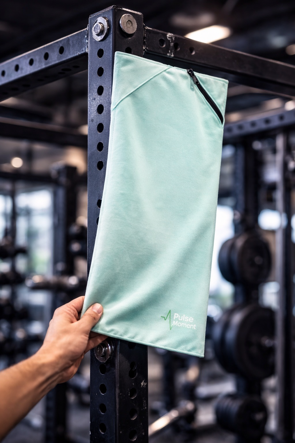 Pulse Moment - Serviette de sport 2 en 1 avec pochette zippée et fixation par aimant