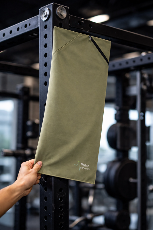 Pulse Moment - Serviette de sport 2 en 1 avec pochette zippée et fixation par aimant